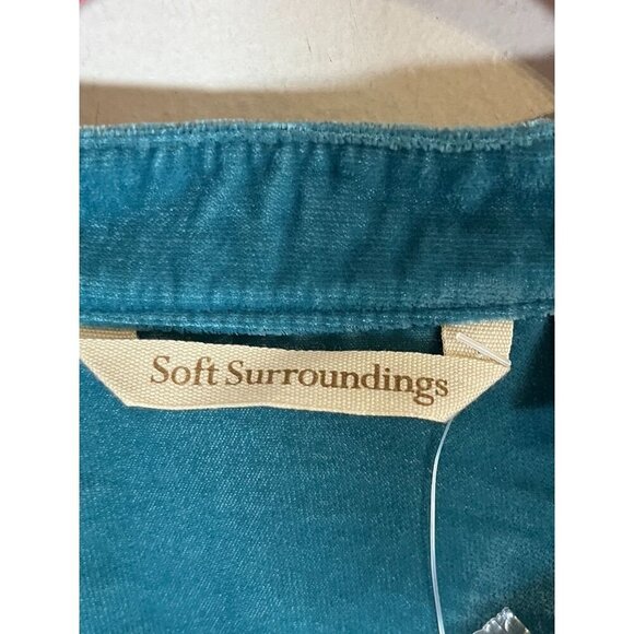 Soft Surroundings Floral Top L Blue Embroidery Tunic Boho Western Old Money Chic - Picture 2 of 12